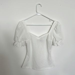 White puff sleeve blouse